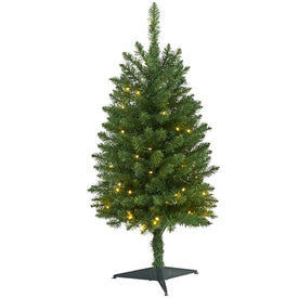 3' Slim Green Mountain Pine Artificial Christmas Tree with 50 Clear LED Lights