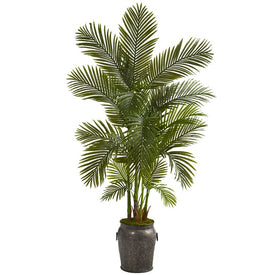 70" Areca Palm Artificial Tree in Metal Planter