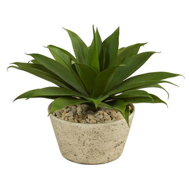 1.5' Agave Succulent Artificial Plant in White Planter