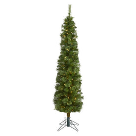 6' Green Pencil Artificial Christmas Tree with 150 Clear (Multifunction LED Lights and 264 Bendable Branches