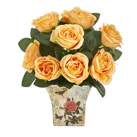 11" Rose Artificial Arrangement in Floral Vase