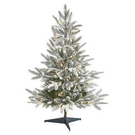 3' Flocked Manchester Spruce Artificial Christmas Tree with 50 Lights and 133 Bendable Branches