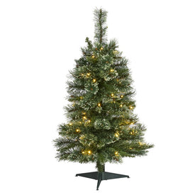 3' Wisconsin Slim Snow Tip Pine Artificial Christmas Tree with 50 Clear LED Lights