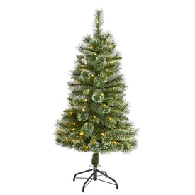4' Wisconsin Slim Snow Tip Pine Artificial Christmas Tree with 100 Clear LED Light