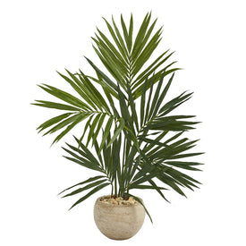 4' Kentia Artificial Palm Tree in Sand Colored Planter