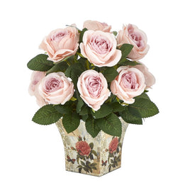 11" Rose Artificial Arrangement in Floral Vase