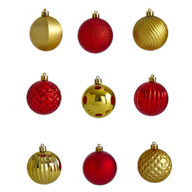 Holiday Shatterproof, 101 Count Christmas Tree Ornament Set, 60mm with Reusable Tube