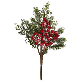 20" Iced Pine and Berries Artificial Plant (Set of 6