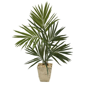 50" Kentia Artificial Palm Tree in Country White Planter