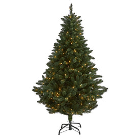 6' Northern Rocky Spruce Artificial Christmas Tree with 300 Clear Lights and 838 Bendable Branches