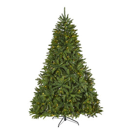 7' Sierra Spruce Natural Look Artificial Christmas Tree with 500 Clear LED Lights and 2213 Tips
