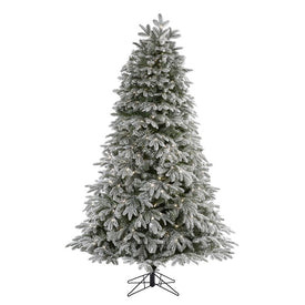 7' Flocked Colorado Mountain Fir Artificial Christmas Tree with 700 Warm White Microdot (Multifunction LED Lights with Instant Connect Technology and 1455 Bendable Branches
