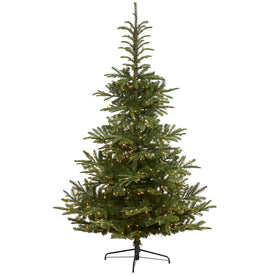 7.5' Layered Washington Spruce Artificial Christmas Tree with 550 Clear LED Lights and 1325 Bendable Branches