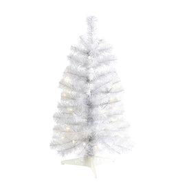 2' White Artificial Christmas Tree with 35 LED Lights and 72 Bendable Branches