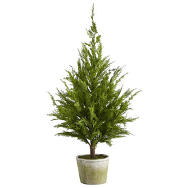 3.5' Cedar Pine Natural Look Artificial Tree in Decorative Planter