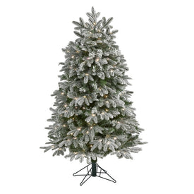 5' Flocked Colorado Mountain Fir Artificial Christmas Tree with 300 Warm White Microdot (Multifunction LED Lights with Instant Connect Technology and 511 Bendable Branches