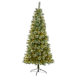 7' Wisconsin Slim Snow Tip Pine Artificial Christmas Tree with 400 Clear LED Lights