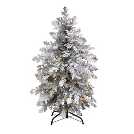 4' Flocked Montana Down Swept Spruce Artificial Christmas Tree with 70 Clear LED Lights