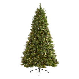 7.5' Golden Tip Washington Pine Artificial Christmas Tree with 600 Clear Lights, Pine Cones and 1568 Bendable Branches