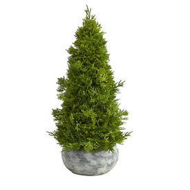 18" Cypress Cone Artificial Tree in Decorative Planter