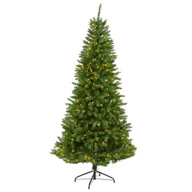 6.5' Green Valley Fir Artificial Christmas Tree with 350 Clear LED Lights 1125 Bendable Branches