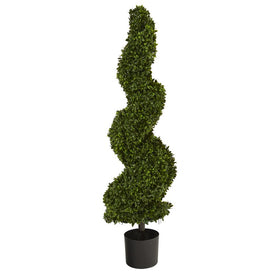 4' Spiral Hazel Leaf Artificial Topiary Tree UV-Resistant (Indoor/Outdoor