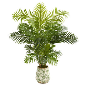 5' Hawaii Palm Artificial Tree in Floral Print Planter