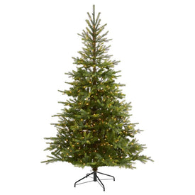 7' North Carolina Spruce Artificial Christmas Tree with 450 Clear Lights and 931 Bendable Branches