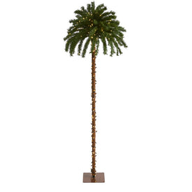 7' Christmas Palm Artificial Tree with 300 White Warm LED Lights