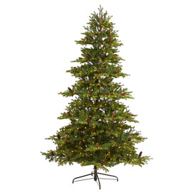 7.5' Yukon Mountain Fir Artificial Christmas Tree with 600 Clear Lights, Pine Cones and 1740 Bendable Branches