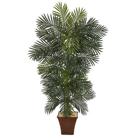 75" Golden Cane Artificial Palm Tree in Brown Planter