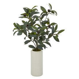 21" Olive Artificial Plant in White Planter