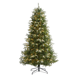 7' Snowed Grand Teton Artificial Christmas Tree with 500 Clear Lights and 1050 Bendable Branches