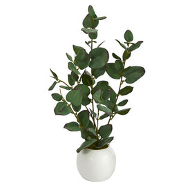 16" Eucalyptus Artificial Plant in White Planter