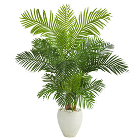 62" Hawaii Palm Artificial Tree in White Planter
