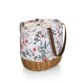 Coronado Canvas and Willow Basket Tote, Floral Pattern