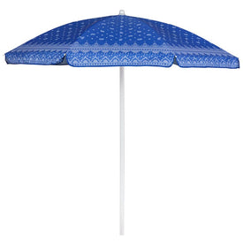 5.5 Ft. Portable Beach Umbrella, Blue with Paisley Pattern