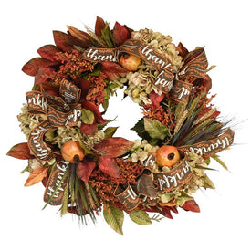 31" Wreath with Fall Colors with Thankful Ribbon