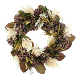 24" Wreath with Plum and Cream Flowers