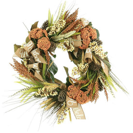 28" Wreath with Fall Colors and Welcome Ribbon