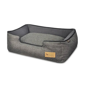Houndstooth Lounge Pet Bed - Black/Gray - Medium