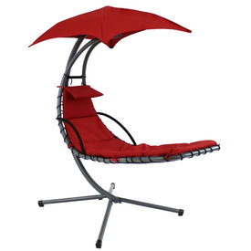 80" Floating Chaise Lounge Chair Swing with Umbrella - Burnt Orange