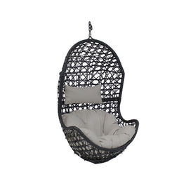 Cordelia Resin Wicker Hanging Egg Chair with Cushions - Gray