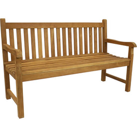 60" Mission-Style Two-Person Teak Outdoor Patio Garden Bench