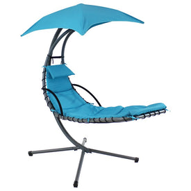 80" Floating Chaise Lounge Chair Swing with Umbrella - Teal