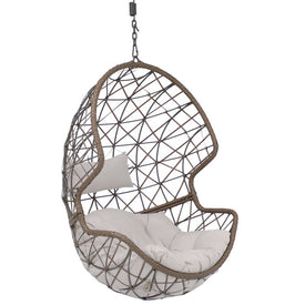 Danielle Resin Wicker Hanging Egg Chair with Cushions - Gray
