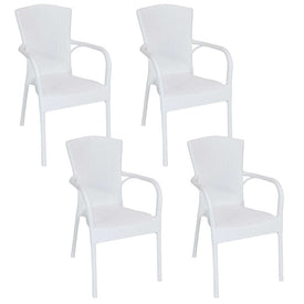 Segesta Indoor/Outdoor Plastic Patio Armchairs Set of 4 - White