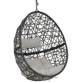 Caroline Resin Wicker Hanging Egg Chair with Cushions - Gray