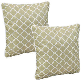 16" Outdoor Throw Pillows Set of 2 - Tan and White Lattice