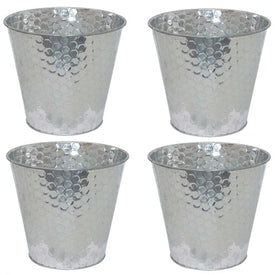 Galvanized Steel Planters with Hexagon Pattern Set of 4